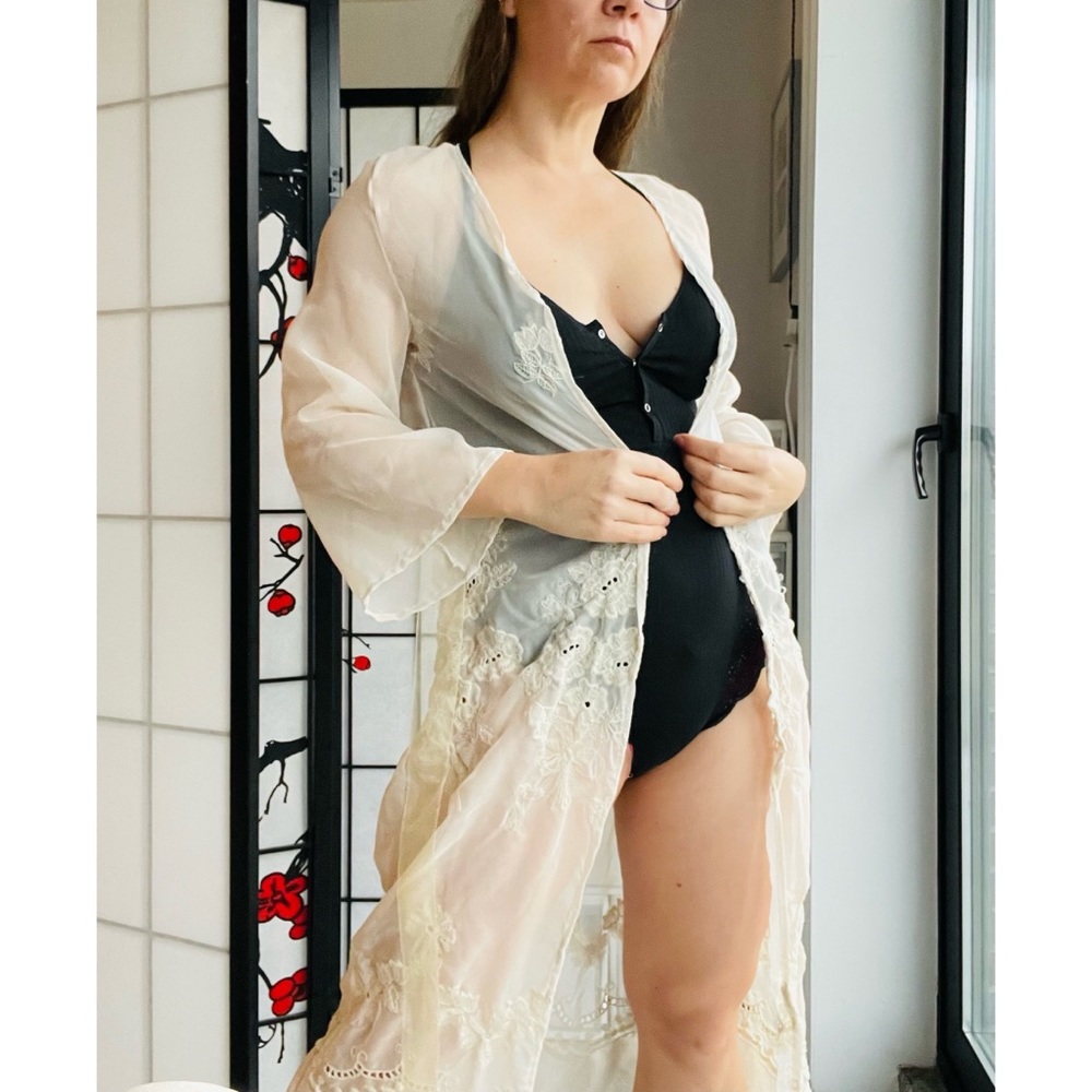 McClintock Sheer Sleeve Floral Embroidery Long Intimates - Picture 7 of 14